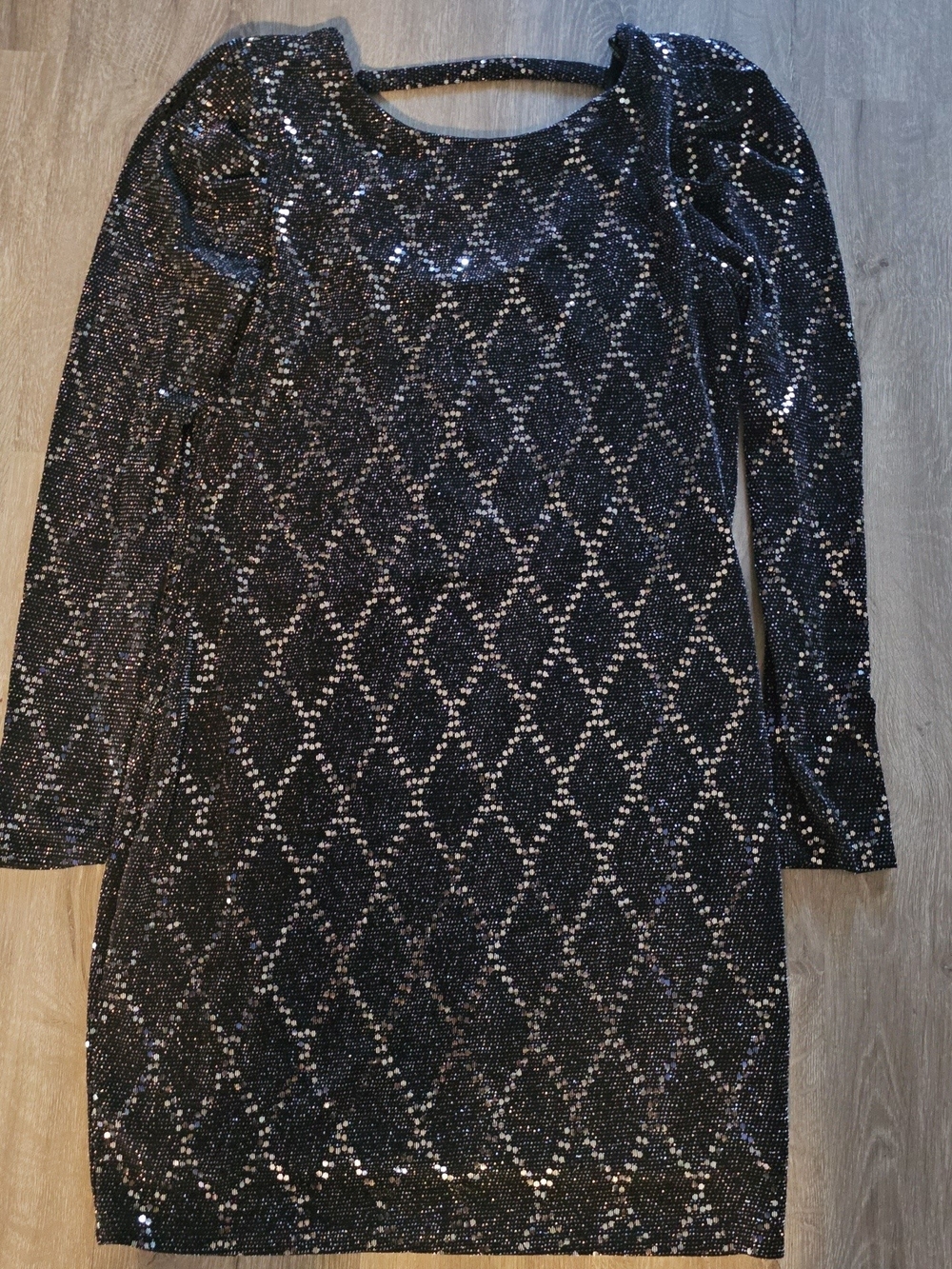 Forever 21 Black Sequin Long-Sleeve Dress